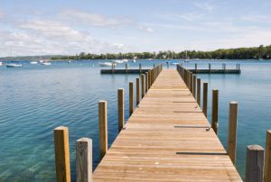 Photo of a boardwalk over a lake in Michigan